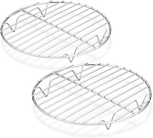 HaWare Abkühlgitter Rund 2er Set, 100% Edelstahl Kuchengitter Auskühlgitter zum Backen Kühlen Dämpfen, Idea für Fritteuse/Instanttopf/Schnellkochtopf/Kuchenform, Ofen- und Spülmaschinenfest (26 cm)