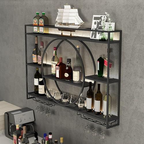 Étagère à vin murale avec porte-verre pour optimiser votre bar