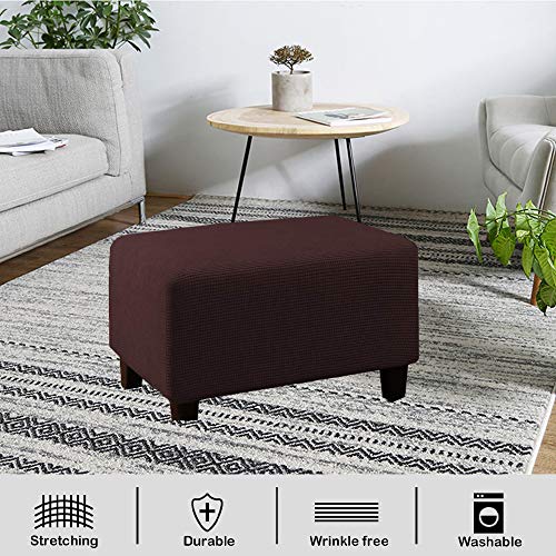 Meigeh Stool Cover Rectangular Pouf Coppertura Stool Cover Rectangular Pouf Cover Ottoman Slipcover Dark Brown - Image 3