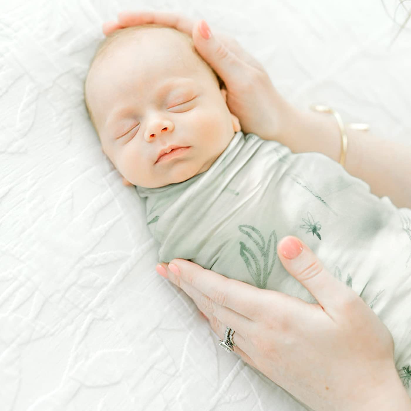 1 Baby Blankets Super Soft Jersey Knit Swaddle Blanket for Baby Girls and Boys, Double Layer Receiving Blankets 34 x 44 Inches Extra Large for Baby Show Gift,Watercolor Animals, Mint Green