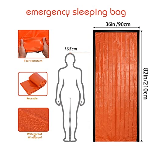 Image of Emergency Sleeping Bag,Lightweight Keep Thermal Waterproof Camping Bag PE Aluminum Film Emergency Blanket(Orange) Emergency Sleeping Bags for Camping Travel Backpacking Wild Adventure