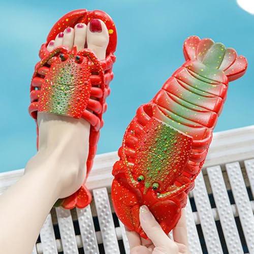 Image of JOYEAR Lobster Flip Flops - Slipper & Slide Pool Beach Shower Shoes in Deep Red
