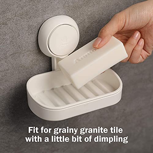 Leverloc Soap Holder Shower Caddy With 4 Hooks For Shower Suction Cup Wall Mounted No-Drilling Removable Waterproof Strong Vacuum Suction Holder For Shower Bathroom Bathtub Kitchen #TOP7