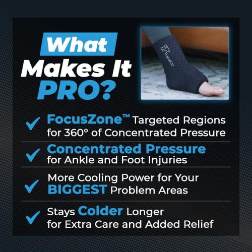 Image of TheraICE Ankle Ice Pack Wrap for Swelling, Sprained Ankle Brace for Women Men, Cold Foot Heel Spur Support Compression Socks, Plantar Fasciitis Achilles Tendonitis Pain Relief FocusZone Extra Cooling