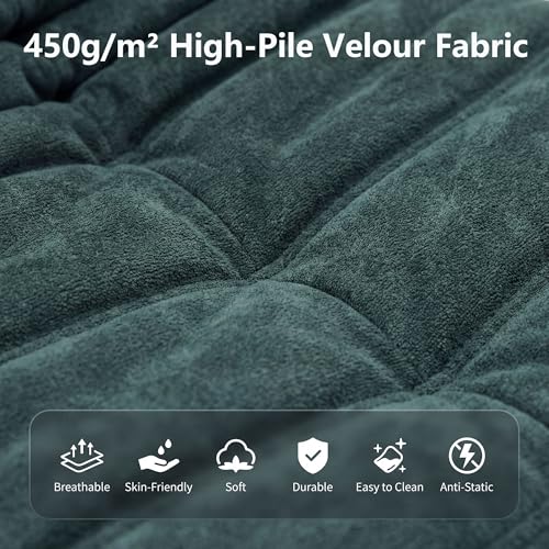 Image of Bean Bag Loveseat for Adults, 51.18 inch Double Floor Lounge Sofa with Reinforced Armrests, 30D High-Density Foam Support, Premium 450G Velvet Soft Seating for Living Room & Bedroom, Dark Green