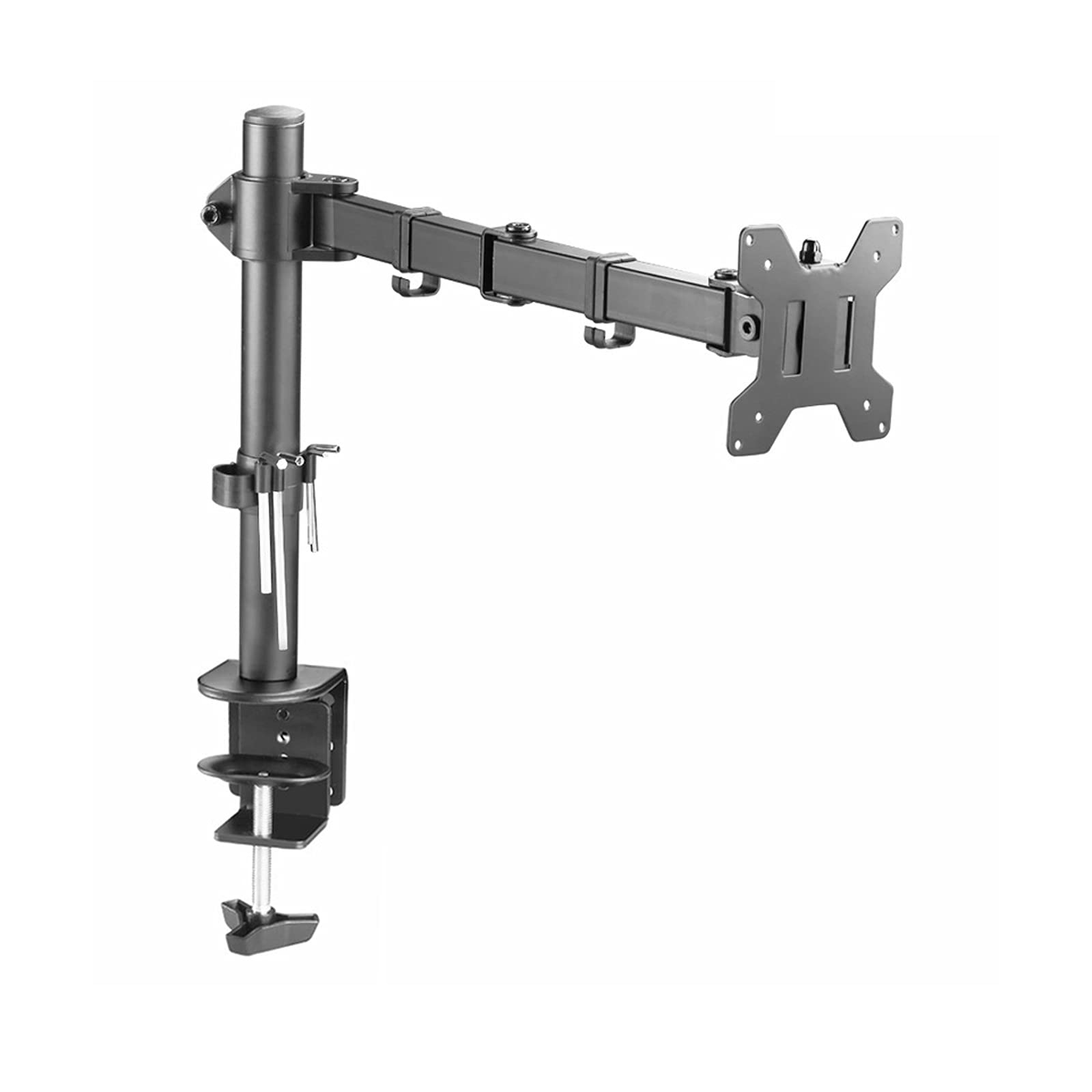 Aioneer Monitor Desk Mount Black Monitor Stand Arm 13"-32" Adjustable Monitor Mount Stand Metal Single Desk Arm Stand With C Clamp, Grommet Mounting, Holds Up To 19.8Lbs Computer