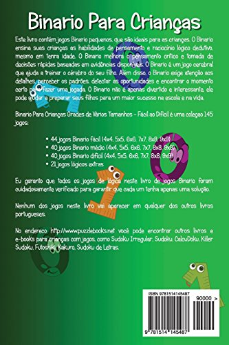 Binario Para Crianças Grades de Vários Tamanhos - Fácil ao Difícil - Volume 1 - 145 Jogos