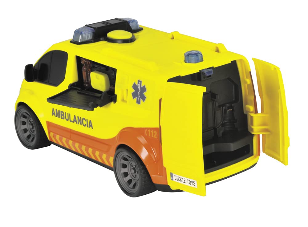 Dickie - Ambulance SEM 28 cm, lumière et Son, Ouverture des Portes arrière, à partir de 3 Ans (203715013SI4)