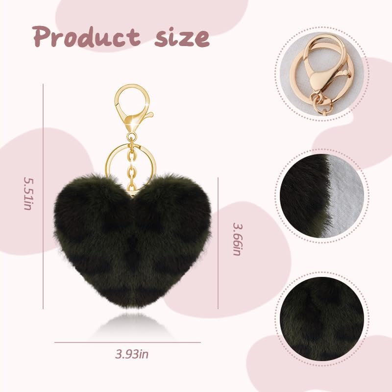 Miniatura 2 de YALLNASL Dijes con estampado de leopardo para bolso, bolso, accesorios de corazón para llaves, llaveros de leopardo para mujeres y niñas amantes de