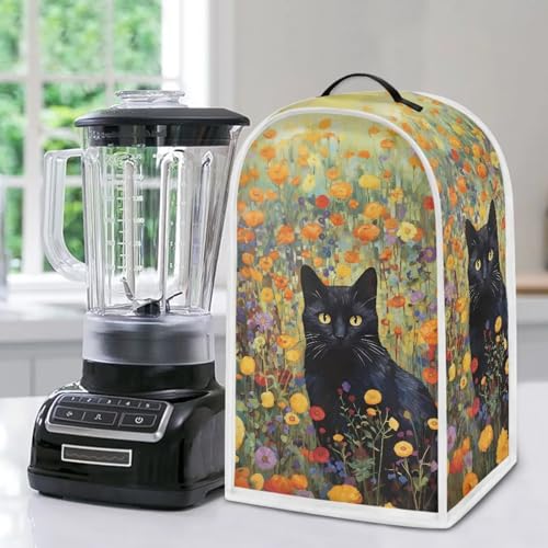 Image of Talayituse Cat Flower Print Blender Cover Kitchen Appliance Covers Stand Mixer or Coffee Juice Machine Blender Dust Cover and Fingerprint Protection