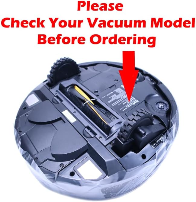 Bottom view of Shark IQ Robot Vacuum Cleaner with arrow pointing to model number location