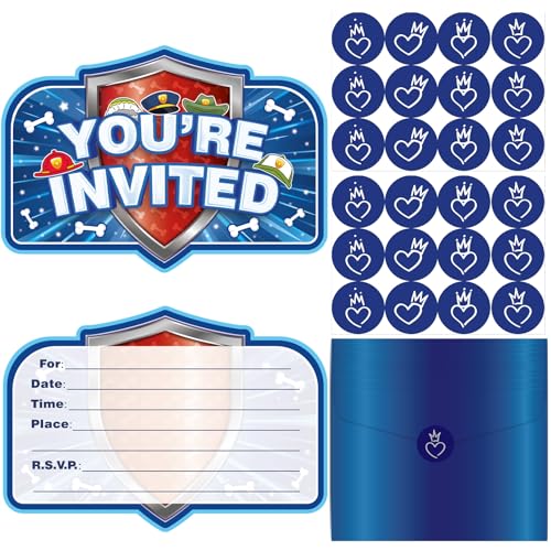 QAMEGX 20Pcs Cute Birthday Invitations- Cartoon Invitations for Boys Birthday Greeting Cards Cute Animal Birthday Party Invitations With Sticker Labels 20 Envelope Gifts for Boys Girls