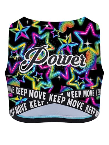 YEAHDOR Kids Girls Crop Tops Print Sleeveless Vest Gymnastics Dance Bralette Tops Workout Yoga Sport Vest