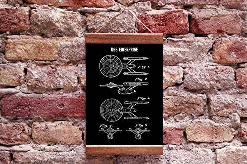 USS Enterprise Blueprint Star Trek Wood Framed Canvas Print