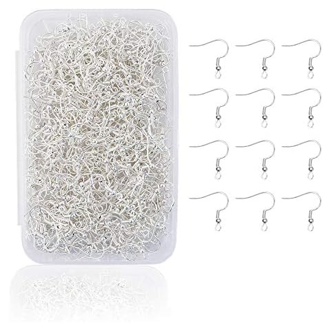HUIANER Earring Hooks 500PCS Ear Wires Silver Plated 19mm with Ball and Coil for DIY Jewelry Making(Silver) Cover