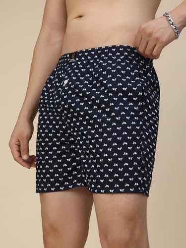 Image of Urban Scottish Men's Pack of 2 Cotton Printed Boxers with Side Pockets