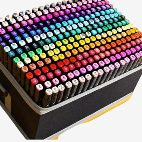Conjunto de Canetas Marcador Permanente Canetinhas para Colorir Touch com Ponta Dupla para Colorir Desenho Profissional e Escolar Pontas Hidrográficas com Estojo para Transporte CrialleShop® (120)
