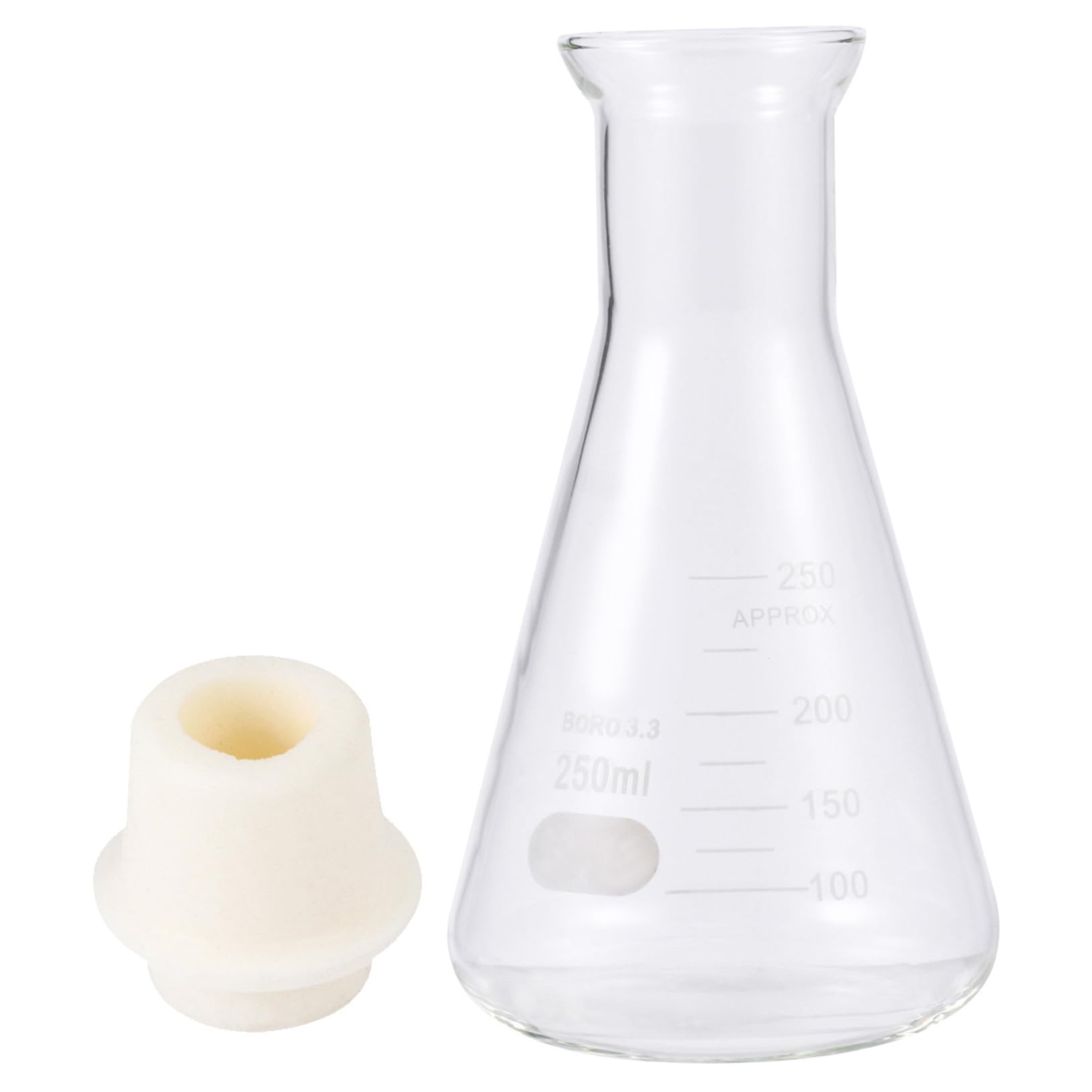 PartyKindom Matraz Erlenmeyer Con Tapón Matraces Erlenmeyer De Laboratorio Matraz De Vidrio Graduado Cristalería De Química Precisa Cristalería De Laboratorio Para Equipos De Laboratorio