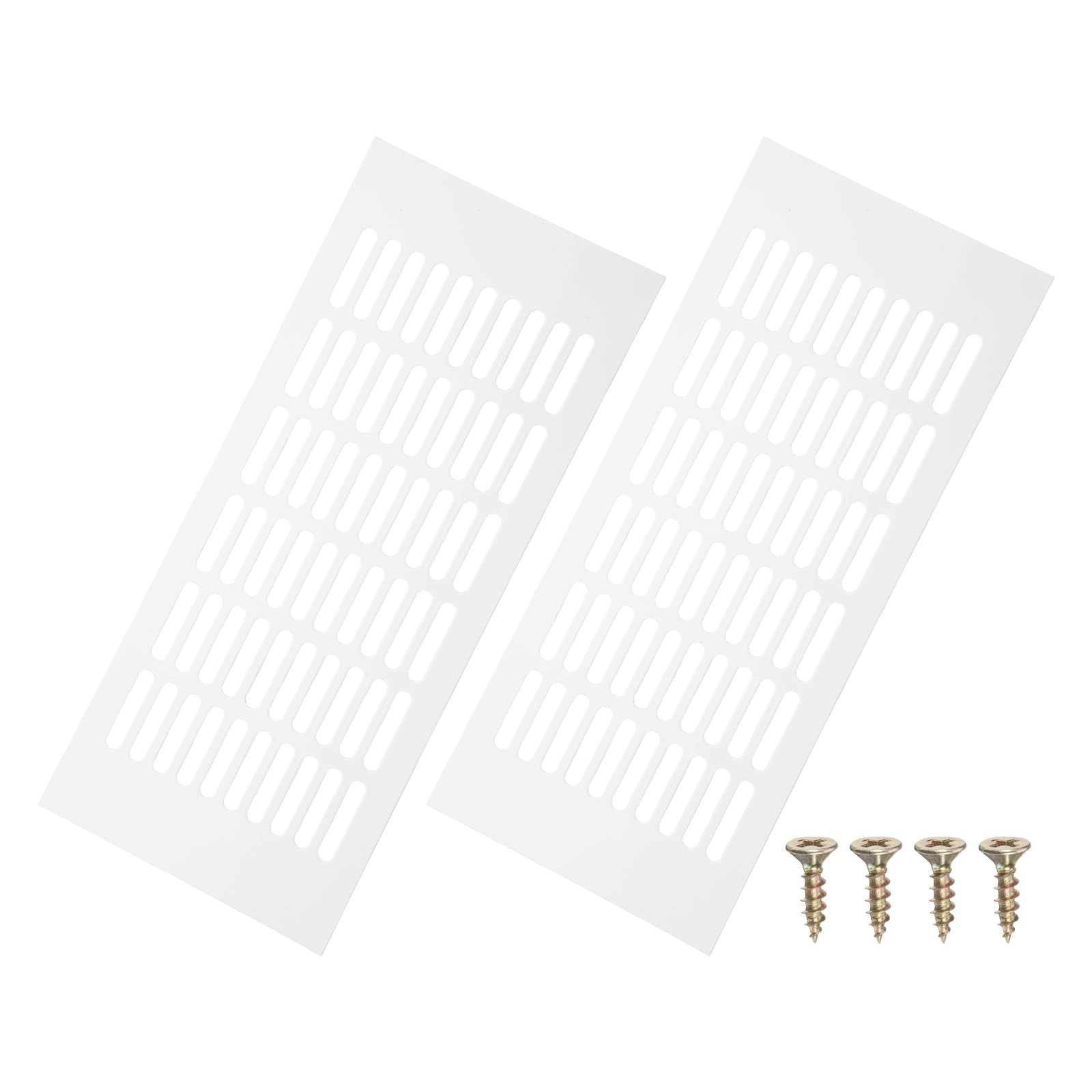 Photo 1 of PATIKIL 2 Pcs 14 x 6 Inch Door Air Vent Cover, Aluminum Grille Ventilation Cover with Mounting Screws for Cabinet Wardrobe Ceiling Door, White