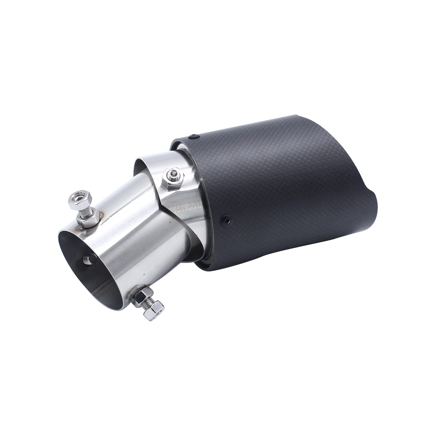 TAKPART1Pc Universal Carbon Fiber Adjustable Exhaust Pipe 63mm In 89mm Out Black Matte