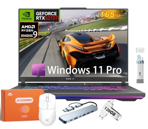 ASUS Ordinateur portable de jeu ROG Strix G16, 16 po QHD+ 240 Hz, Intel 24 cœurs i9 14900HX, GeForce RTX 4060, 64 Go de RAM DDR5, 4 To SSD, KB rétroéclairé, Windows 11 Pro, avec licence Office