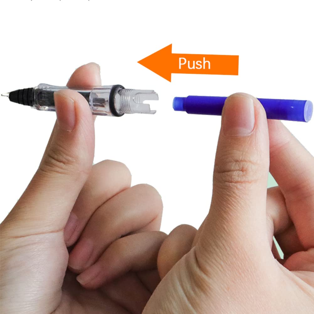 Penna Stilografica Con Inchiostro Cancellabile, Con Apposito Pennino Con Fusto Nero E Grip Azzurra P237495347