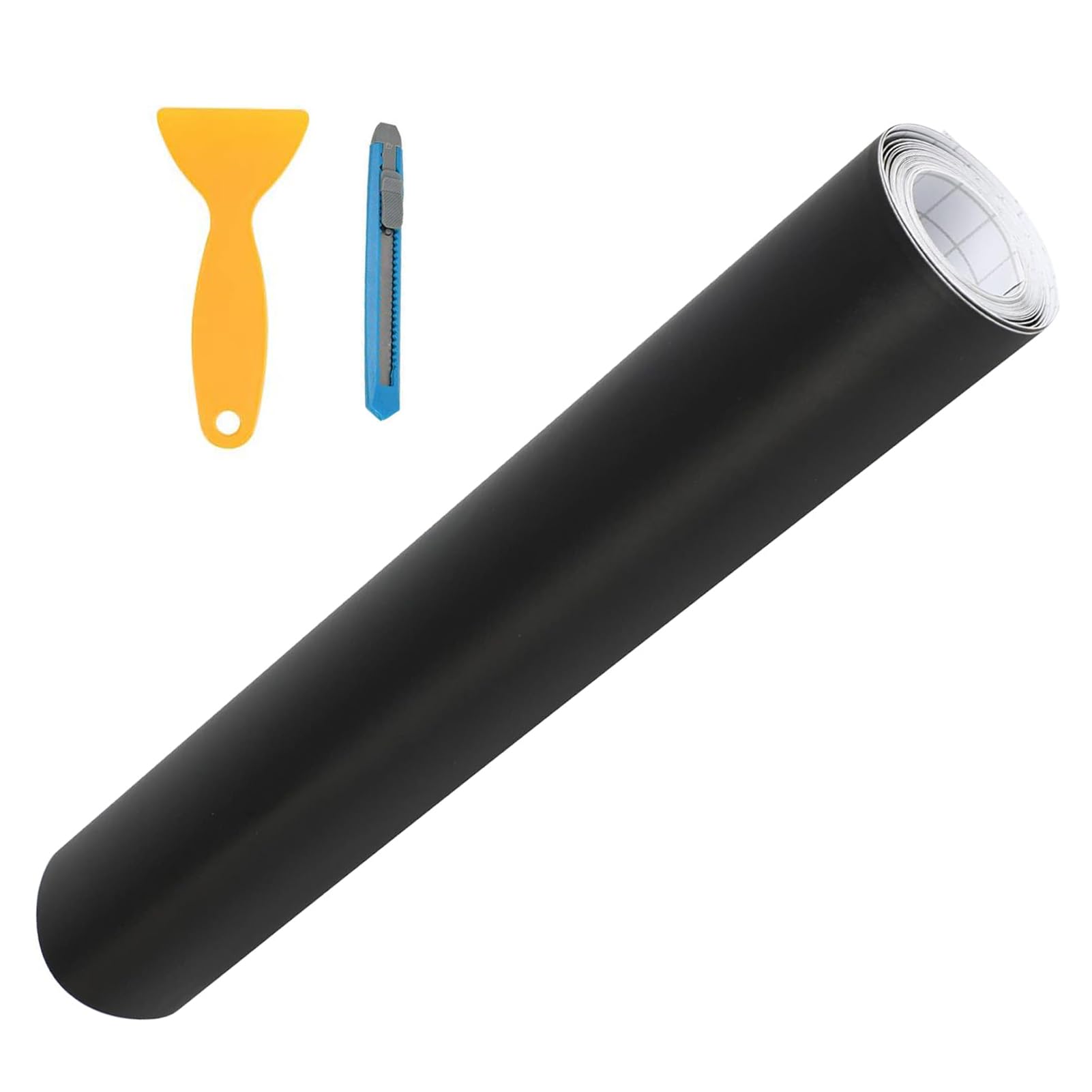 300cm Autofolie Mit Kunststoffschabern, Selbstklebend Vinyl-Autofolie Autoaufkleber, Blasenfrei Lackschutzfolien für Auto und Motorrad DIY Laptops (Matte Schwarz)