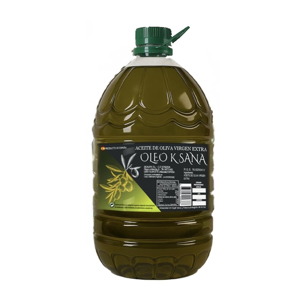 Oleo Ksana Aceite de Oliva Virgen Extra 5 Litros, Prensado en Frío, Nueva Cosecha, Sin Mezclas, Valencia con Dosificador incluido