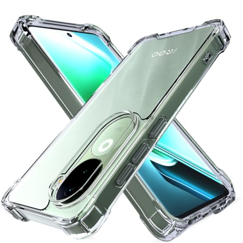 Image of Outlouders Back Cover for iQOO Z9s 5G / Vivo V40e 5G 5G Clear Transparent PC + TPU Bumper Case with Raised Edges for Shockproof Protection (Transparent)