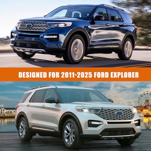 Image of Waterproof Car Covers Replace for 2011-2025 Ford Explorer, 6 Layers Silver All Weather Car Cover with Zipper Door & Windproof Bands for Snow Rain Dust Hail Protection