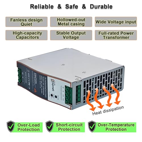Image of 120W 24V Din Rail Mount Power Supply 24V Output AC-DC Industrial Power Adapter 100~240V AC Input Din-Rail Switching Power Supply with Over Temperature Short Circuit Protection