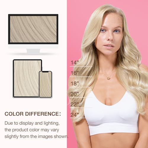 Image of GOO GOO Sew in Hair Extensions Real Human Hair, Weft Hair Extensions Human Hair, 60A Platinum Blonde 20inch 100g, Weft Bundles Straight Silky Remy Hair