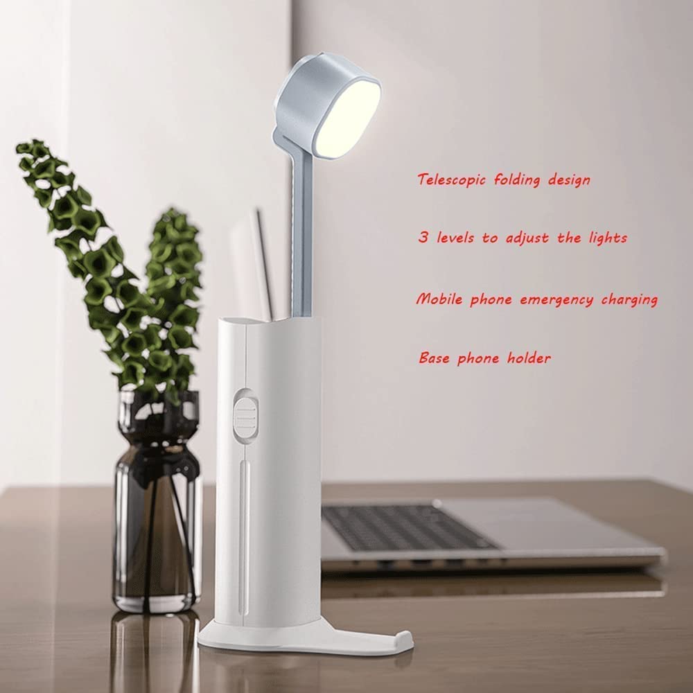 Klemmleuchte Schreibtischlampe Einziehbare Klappbare Schreibtischlampe Mit Augenschutz Zum Aufladen Von LED-Studenten Lernen, Tischlampe Mit USB-Funktion Zu Lesen Leselampe Klemmlampe ( Blue : Pink )