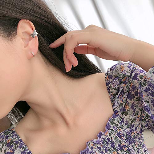 Retro Butterfly Ear Cuff Wrap Cartilage Clip On No Piercing Small Hoop Earrings For Women Girls Minimalist Tiny 925 Sterling Silver Fashion Delicate Cute Animal Fake Huggie Hoops Tragus Cuffs Gifts Daughter Bff Birthday Xmas 10Mm #TOP4