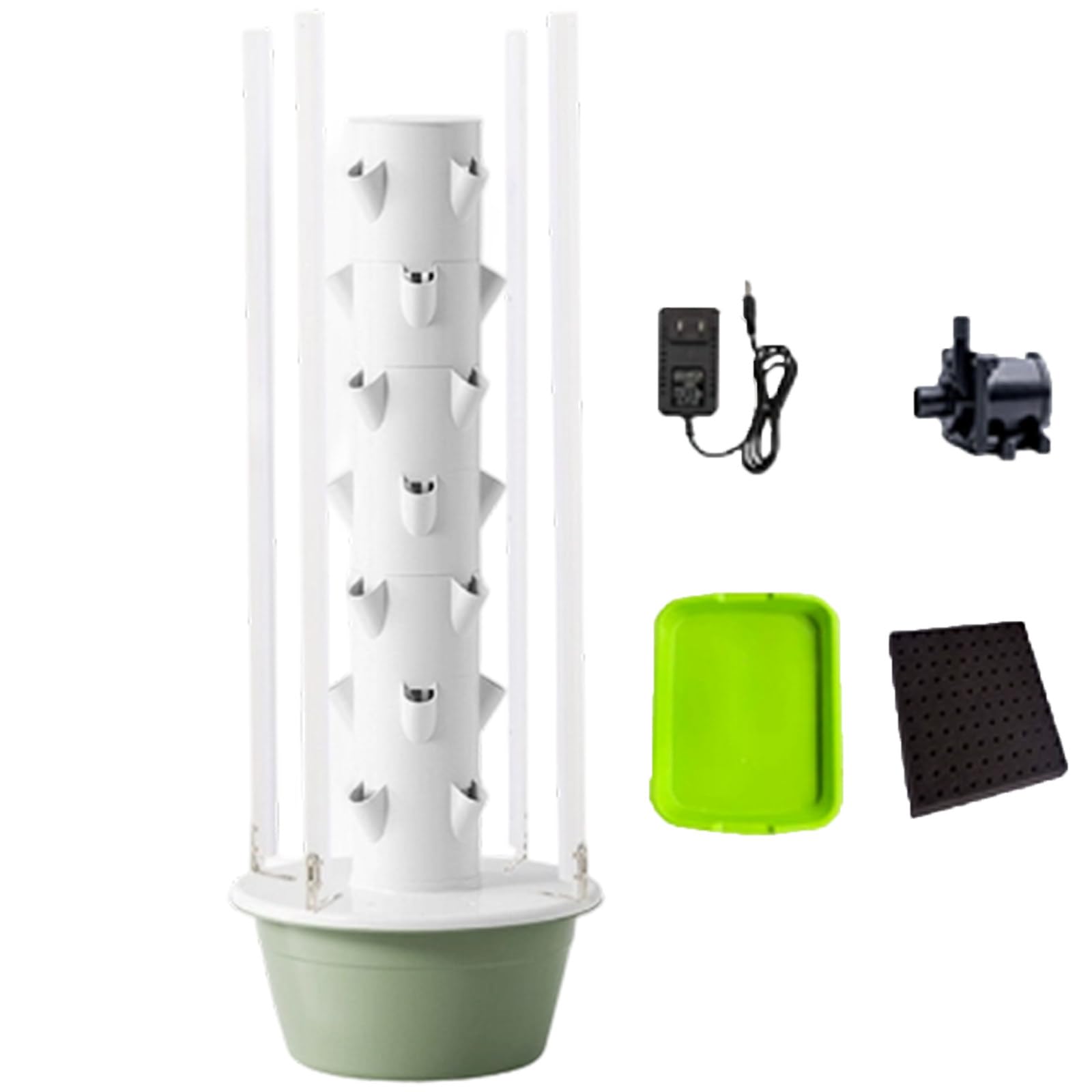 Kit de cultivo hidropónico con luces LED, torre vertical para jardín interior para hierbas y verduras
