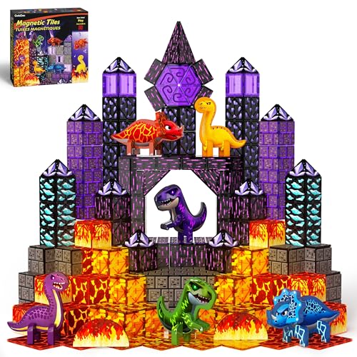 GobiDex 80PCS Dinosaur Toy Magnetic Tiles Building Blocks for Kids 3+