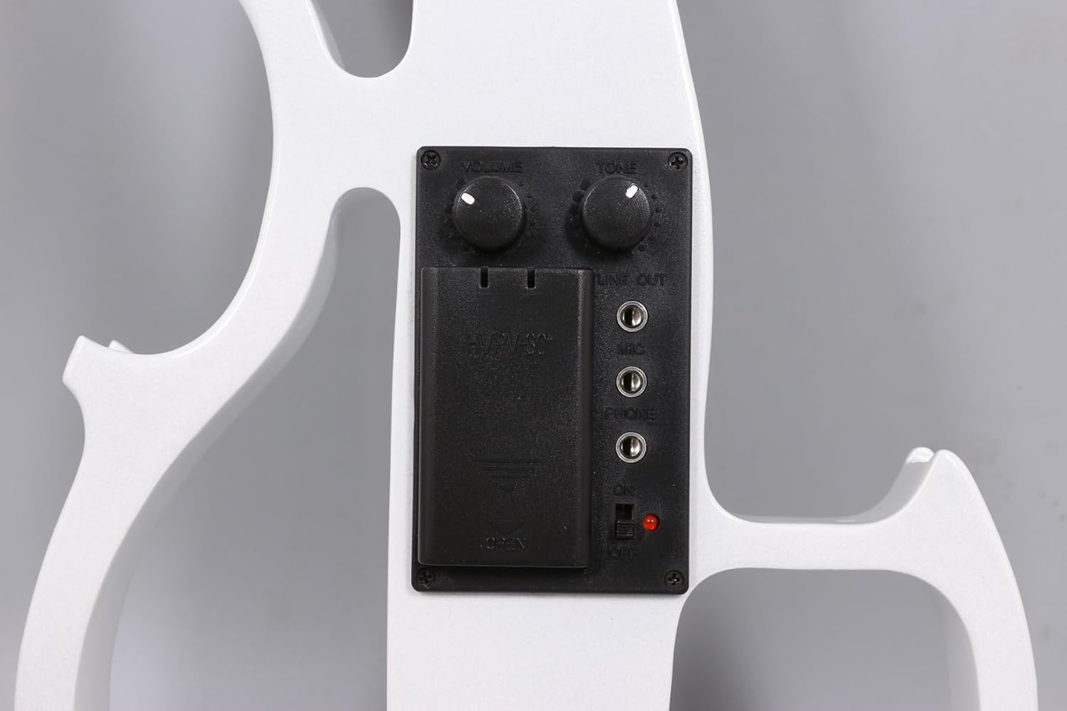 Yinfente Viola eléctrica silenciosa de 40,6 cm de madera maciza de 4 cuerdas con accesorios de ébano, funda dura, lazo de madera de Brasil, cable AUX y paño de limpieza, color blanco