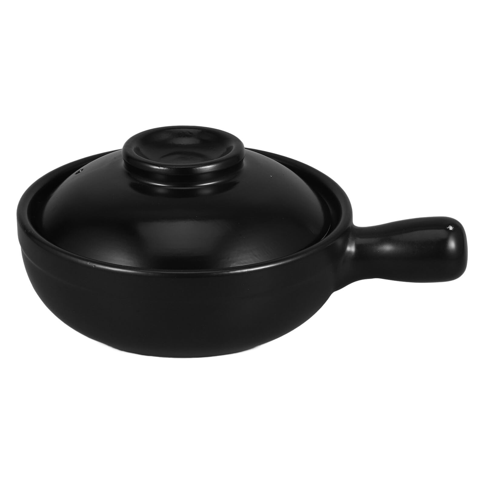 Olla de Barro Tradicional China de 900ml con Tapa, Cerámica | Negra, para Arroz y Gachas, Uso en Cocina y Microondas, Estilo Clásico