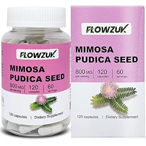 Flowzuk Mimosa Pudica Seed Capsules | Dietary Supplement for Digestive & Intestinal Health | GMO-Free |120 Capsules 2-Month Supply | Made in The UK Cover