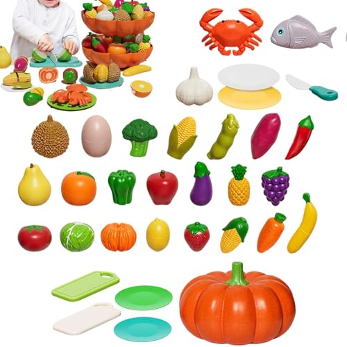 Set Comida De Juego | Juguete Realista Clasificador De Calabazas para Aprendizaje Simbólico   Juegos Apilar Y Clasificar,Escuela Supermercado Granja Carrito Compras Y Cocina