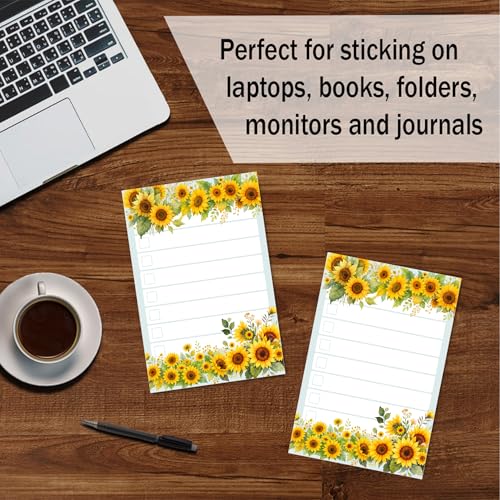 daily ritmo sunflower sticky to do list notepad  cute sunflower lover gifts for women  made in usa stationery pad 4x6 50 notes  christmas birthday flower gift for teacher mom office