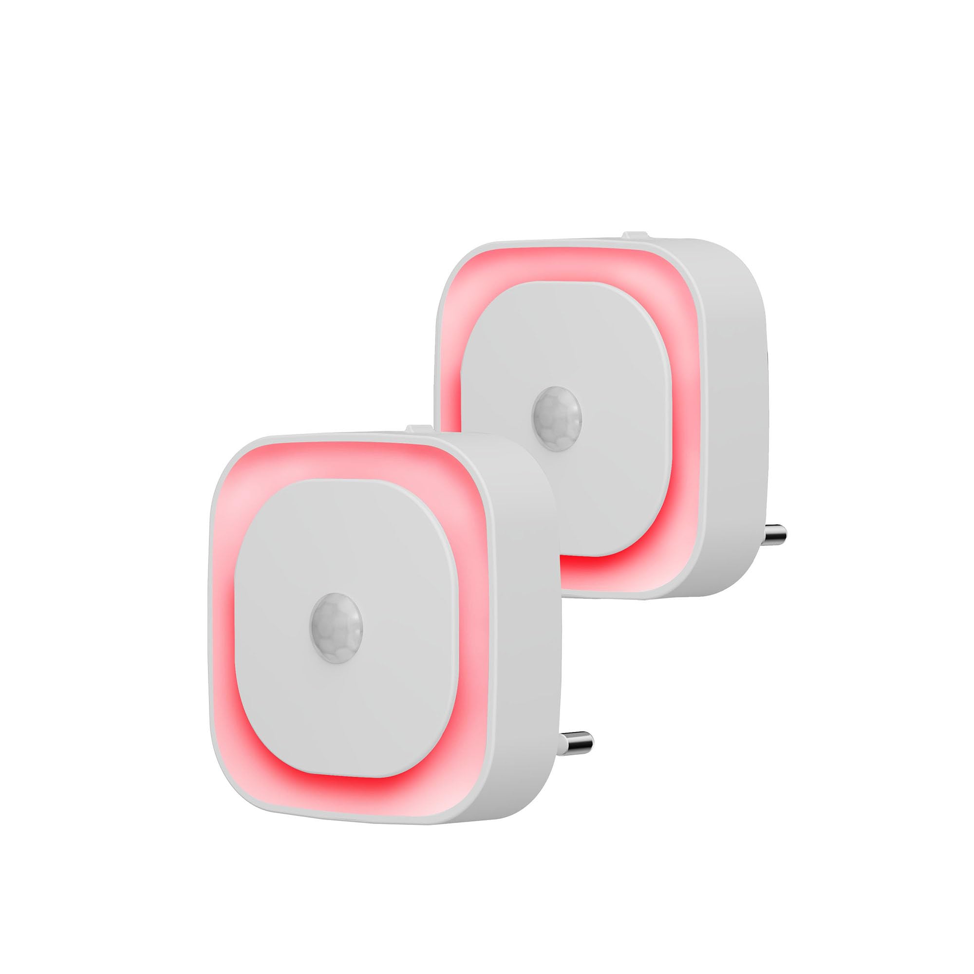 YUNLEX 2 Stück Nachtlicht Steckdose Mit Bewegungs- & Dämmerungssensor, 3 Sensormodi, Dimmbar, Rot, für Kinder, Bad, Schlafzimmer