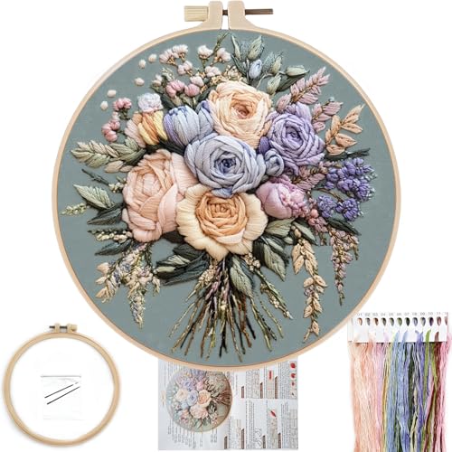 FONNUY Bouquet Flowers Embroidery Kit for...