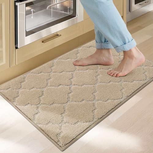 COSY HOMEER Kitchen Rugs 20"x32" Washable Non Slip Kitchen Mats for Floor Absorbent Kitchen Carpet Soft Rugs for Kitchen,Sink Mat,Entrance,Area Rugs,W