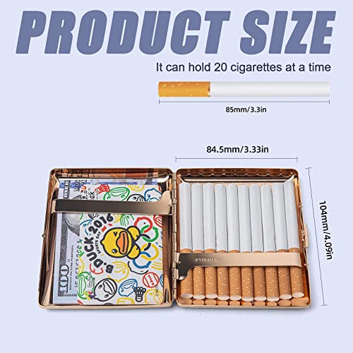 Image of Retro Metal Gold Cigarette Case - Holds 20 Regular Size Cigarettes, Clip Closure