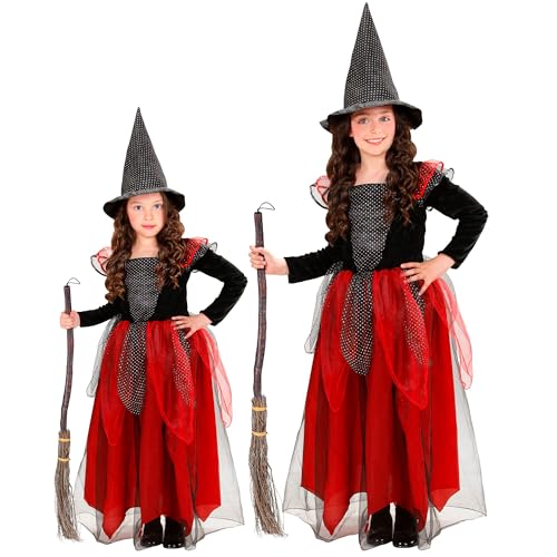 W WIDMANN MILANO Party Fashion - Costume enfant sorcière, robe longue et chapeau de sorcière, magicien, sorcier, costume de conte de fées