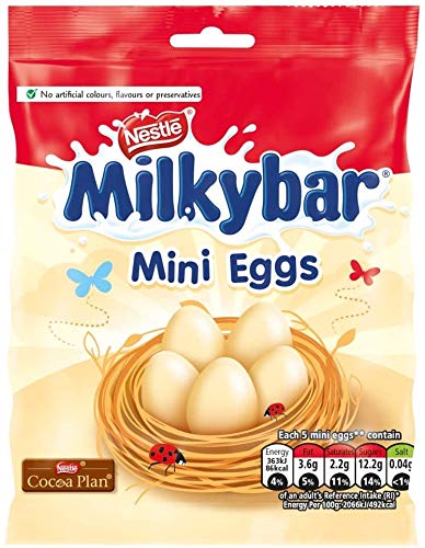 Nestle Milky Bar Pack of 5 Mini Eggs - Perfect for Easter Egg Hunt (400g), Share Bag