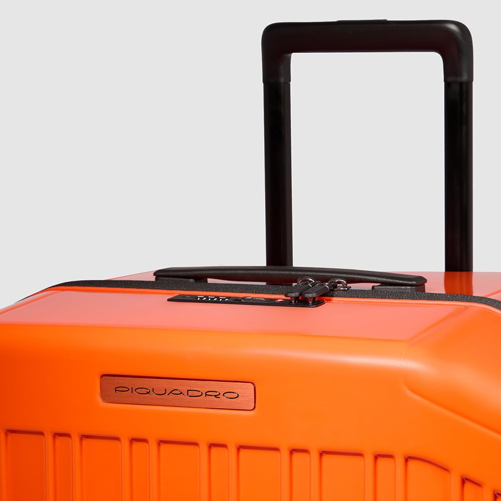 PIQUADRO - Trolley Rigido Trunk 4 Ruote Policarbonato - Unisex - Arancione | 42x80x37 cm, Guscio robusto, Elegante e Professionale, Manico telescopico, Trasferte