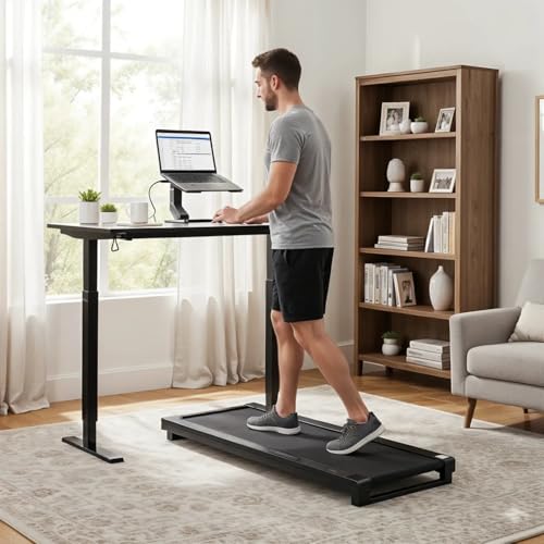 Image of Verto Dual Motor 3 Stage Electric Height Adjustable Standing Desk Table| 120KG Wt Cap| 1200 X 750 mm (25mm Black Top & Black Frame)| 3 Year Warranty| Cable Management, Headphone & Cup Holder
