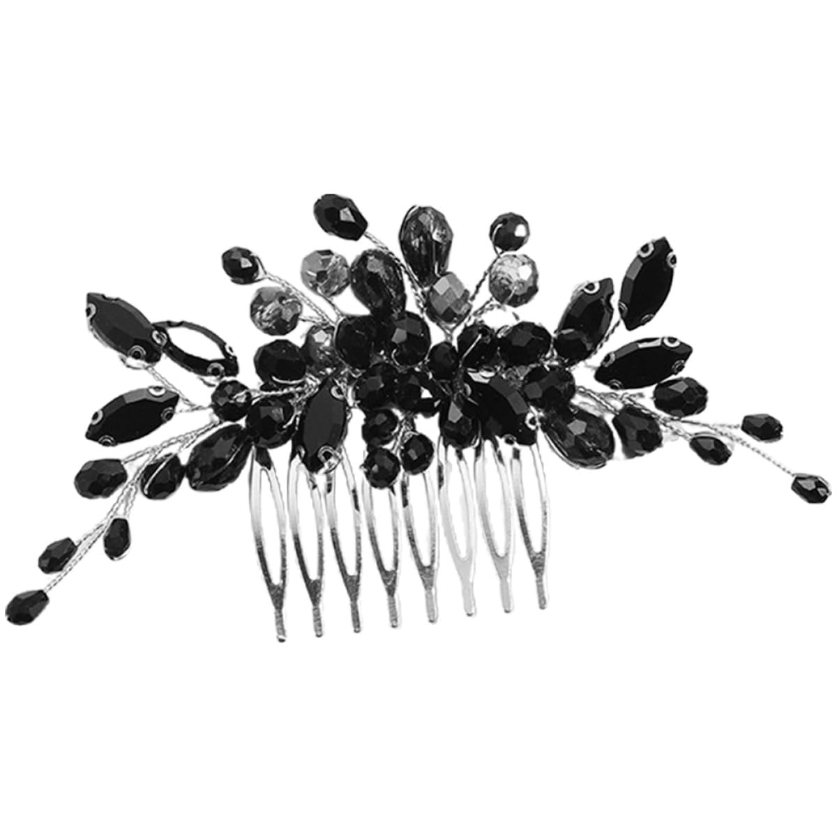 Pettine Laterale da Sposa Nero Cristalli, Elegante per Acconciatura